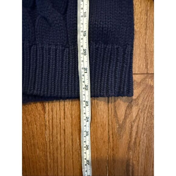 Talbots navy cableknit cardigan sweater medium petite - Picture 7 of 8